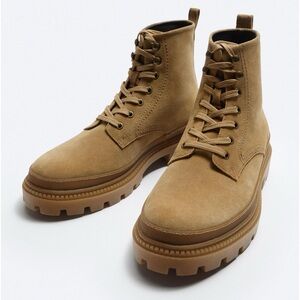🆕{ZARA} Suede Combat Lug Sole Boots